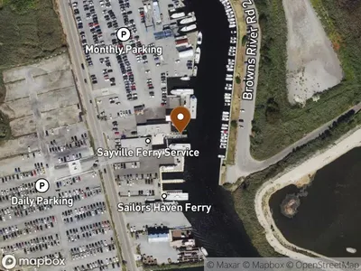 Map showing Sayville ferry dock