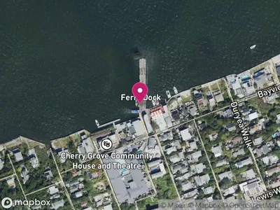 Map showing Cherry Grove water taxi dock