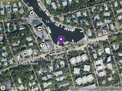 Map showing Fire Island Pines ferry dock